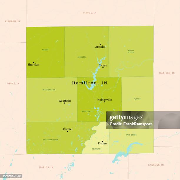 in hamilton county vector map green - fishers indiana stock illustrations