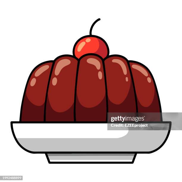 ilustraciones, imágenes clip art, dibujos animados e iconos de stock de pudín de chocolate dibujado a mano ilustración vectorial - mousse