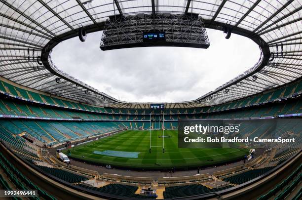General view of Twickenham, home of England Rugby during the Guinness Six Nations 2024 match between England and Wales at Twickenham Stadium on...