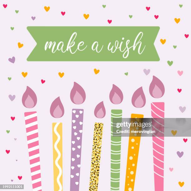 happy birthday greeting card with colorful cute candles - birthday greeting card stock illustrations