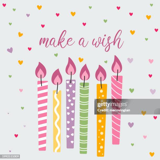 happy birthday greeting card with colorful cute candles - birthday greeting card stock illustrations