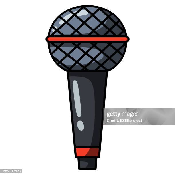 mic hand drawn vector illustration - singer isolated stock illustrations