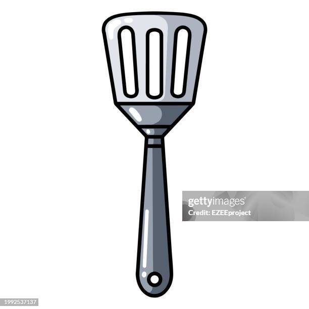 spatula hand drawn vector illustration - bbq tools isolated stock illustrations