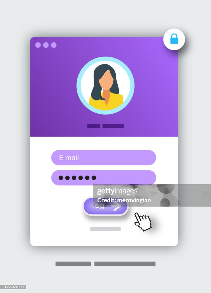 Log on screen on white background
