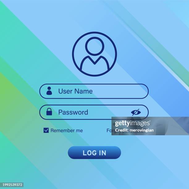 ilustraciones, imágenes clip art, dibujos animados e iconos de stock de fondo de la página de inicio de sesión. pantalla de interfaz de usuario y contraseña. interfaz de usuario - iniciar sesión