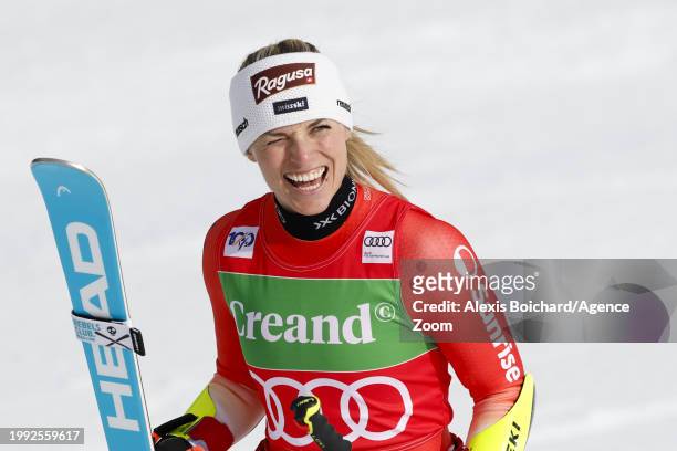 Lara Gut-behrami of Team Switzerland takes 1st place during the Audi FIS Alpine Ski World Cup Women's Giant Slalom on February 10, 2024 in Soldeu,...