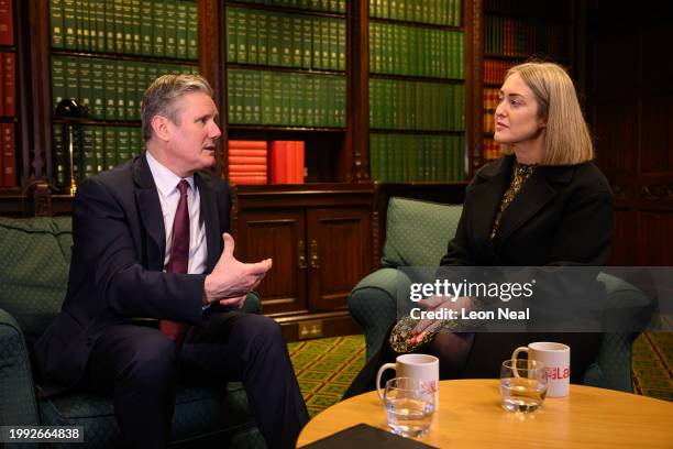 Esther Ghey meets with Labour Party Leader Keir Starmer in the House of Commons on February 07, 2024 in London, England. Brianna Ghey was brutally...