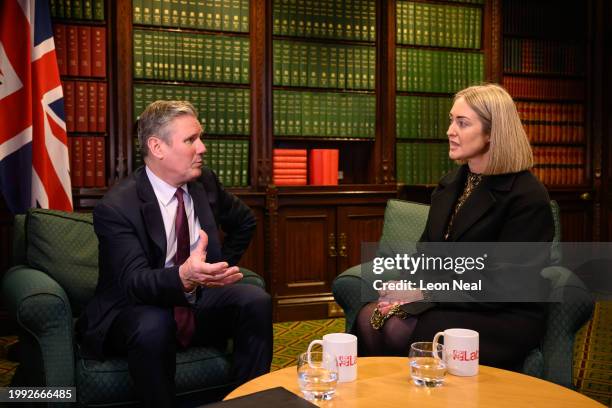 Esther Ghey meets with Labour Party Leader Keir Starmer in the House of Commons on February 07, 2024 in London, England. Brianna Ghey was brutally...