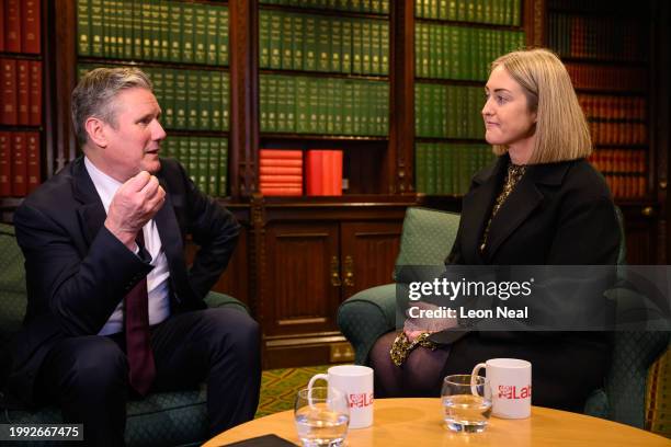 Esther Ghey meets with Labour Party Leader Keir Starmer in the House of Commons on February 07, 2024 in London, England. Brianna Ghey was brutally...