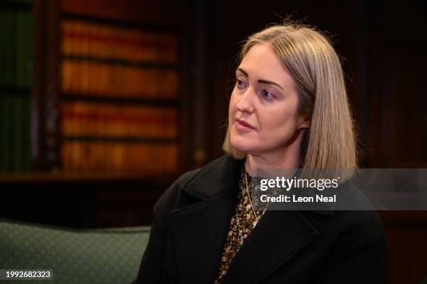 Esther Ghey is seen as she meets with Labour Party Leader Keir Starmer in the House of Commons on February 07, 2024 in London, England. Brianna Ghey...