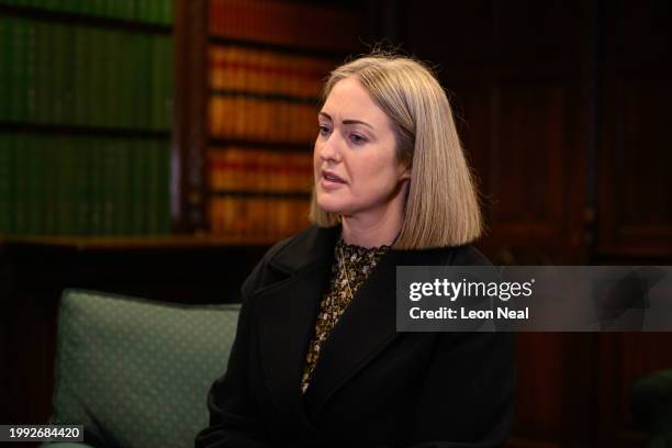 Esther Ghey is seen as she meets with Labour Party Leader Keir Starmer in the House of Commons on February 07, 2024 in London, England. Brianna Ghey...