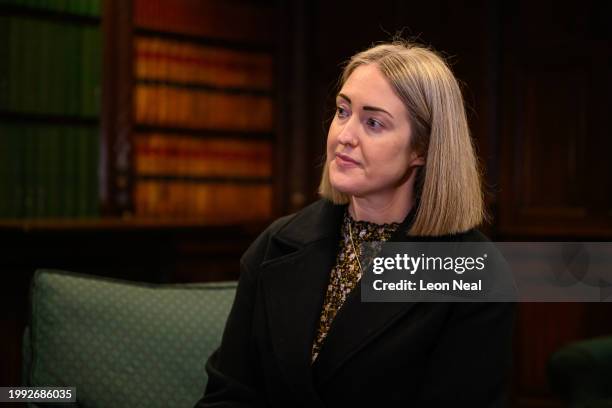 Esther Ghey is seen as she meets with Labour Party Leader Keir Starmer in the House of Commons on February 07, 2024 in London, England. Brianna Ghey...