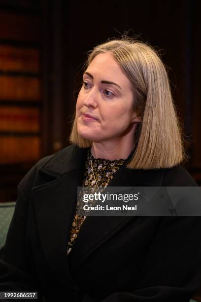 Esther Ghey is seen as she meets with Labour Party Leader Keir Starmer in the House of Commons on February 07, 2024 in London, England. Brianna Ghey...