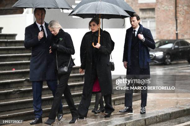 Stanislas Fourgeron , Princess Helene of Yugoslavia and Princess Clotilde Courau of Savoy arrive at the Duomo cathedral in Turin for to the funeral...