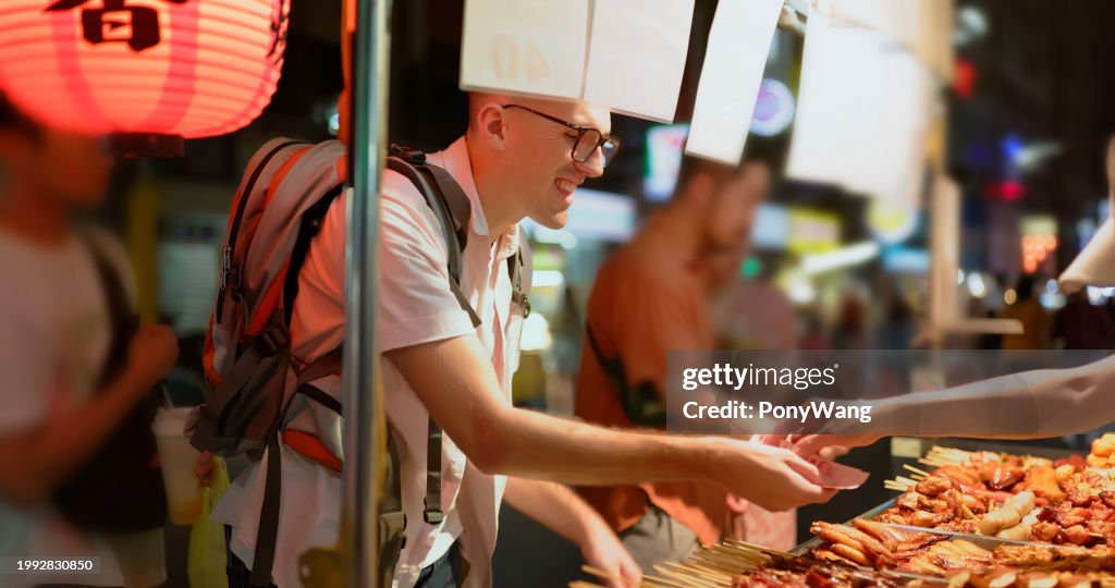 Man visit the night market