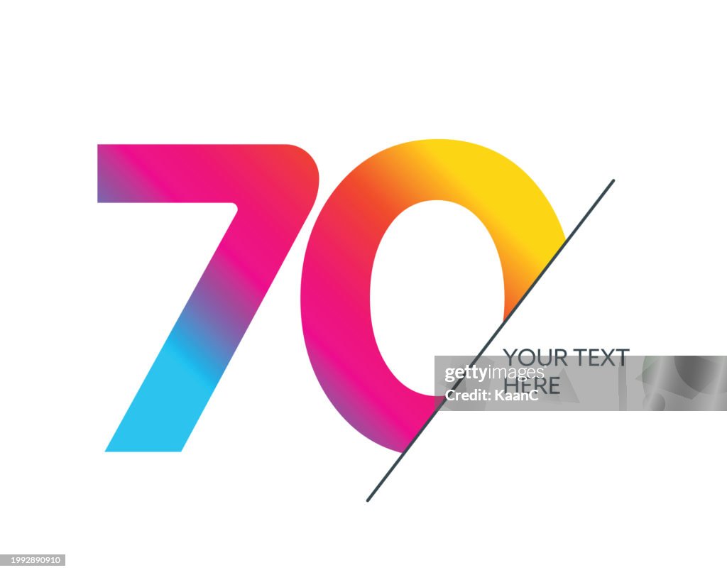 Number 70. Abstract number template. Anniversary number template isolated, anniversary icon label, anniversary symbol vector stock illustration