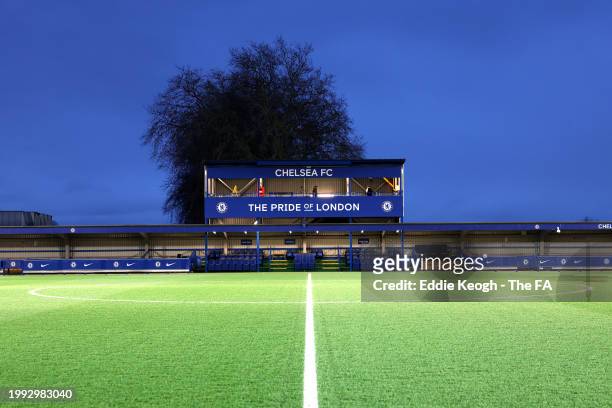 General view inside the stadium prior to the FA Women's Continental Tyres League Cup Quarter Final match between Chelsea and Sunderland at...
