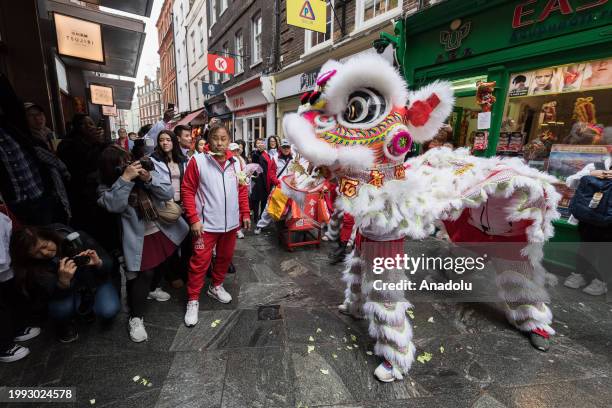 Chinese lions spit the lettuce back out at the business owners and audience, which symbolizes blessing them with wealth and prosperity in Chinatown...