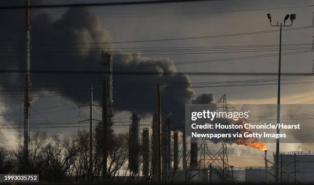 The Exxon Mobil Baytown Olefins Plant is see after high winds and rains ripped through the region, Tuesday, Jan. 24 in Baytown.