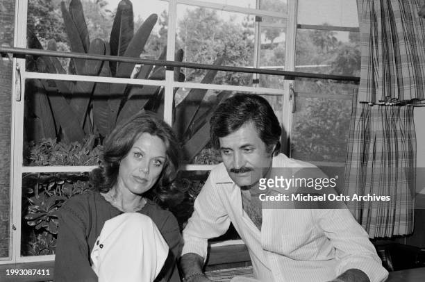 American actress Nancy Dow and her husband, Greek-born American actor John Aniston at home in the Sherman Oaks neighbourhood of Los Angeles,...