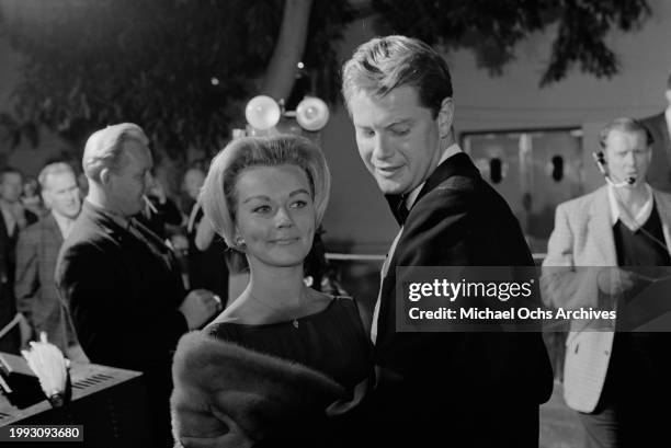 Swedish actress Lili Kardell and American actor and singer Troy Donahue attend the Hollywood premiere of 'The World of Suzie Wong', held at Grauman's...