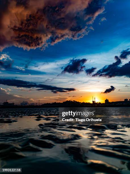 sunset at low tide of the amazon river - verão 個照片及圖片檔