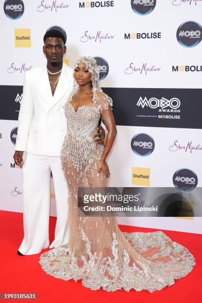 Dami Hope and Indiyah Polack attend the MOBO Awards 2024 at Utilita Arena Sheffield on February 07, 2024 in Sheffield, England.