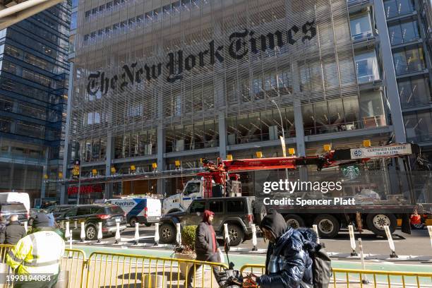 The New York Times building stands in Midtown on February 07, 2024 in New York City. New York Times Co.’s stock fell 4% early Wednesday, after the...