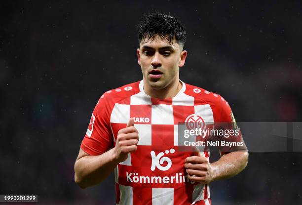 Nadiem Amiri of 1.FSV Mainz 05 looks on during the Bundesliga match between 1. FSV Mainz 05 and 1. FC Union Berlin at MEWA Arena on February 07, 2024...