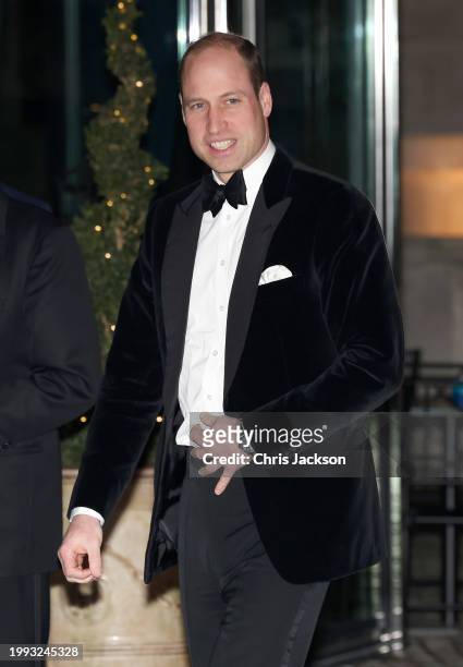 Prince William, The Prince Of Wales smiles as he attends London's Air Ambulance Charity Gala Dinner, where he will meet crew members, former patients...