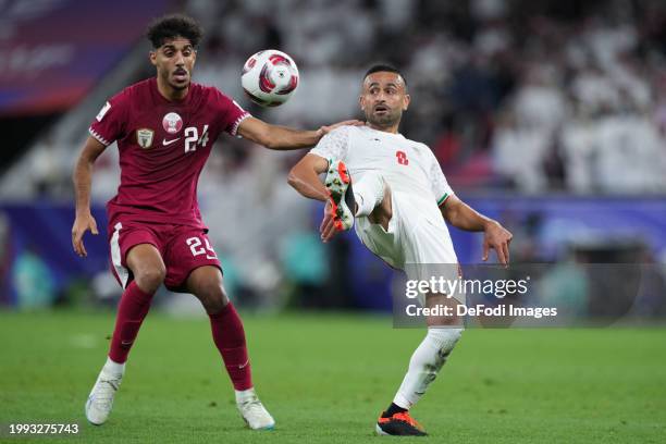 Omid Ebrahimi of Iran controls the ball during the AFC Asian Cup semi-final match between Iran and Qatar at Al Thumama Stadium on February 7, 2024 in...