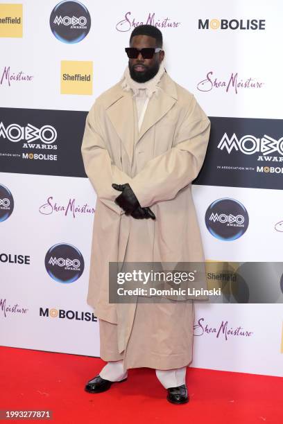 Ghetts attends the MOBO Awards 2024 at Utilita Arena Sheffield on February 07, 2024 in Sheffield, England.