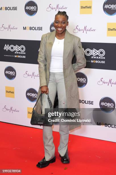 Little Simz attends the MOBO Awards 2024 at Utilita Arena Sheffield on February 07, 2024 in Sheffield, England.