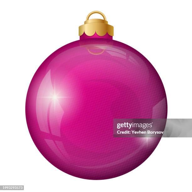 christmas tree ball of pink color for christmas holiday - christmas bauble icon stock pictures, royalty-free photos & images