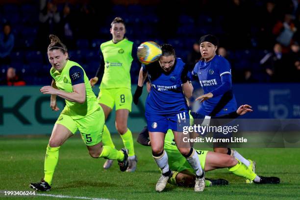 Fran Kirby of Chelsea scores her team's fifth goal during the FA Women's Continental Tyres League Cup Quarter Final match between Chelsea and...