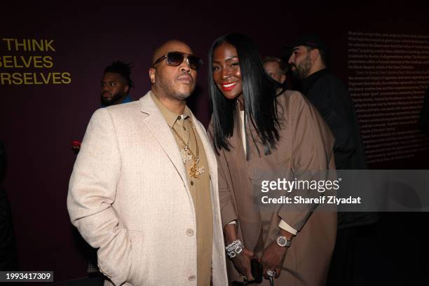 Styles P and Adjua Styles attend Giants: Art From The Dean Collection Of Swizz Beatz And Alicia Keys at Brooklyn Museum on February 06, 2024 in New...