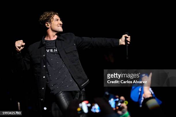 David Bisbal performs on stage during the "Los40 Basico Santander" David Bisbal concert at the Eslava Theater on February 07, 2024 in Madrid, Spain.