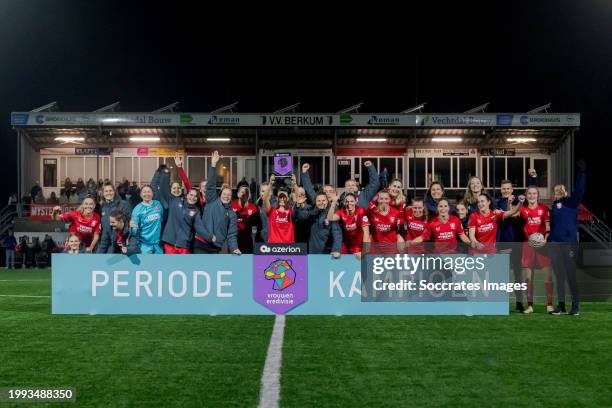 Danielle de Jong of FC Twente Women, Caitlin Dijkstra of FC Twente Women, Marisa Olislagers of FC Twente Women, Ella Peddemors of FC Twente...