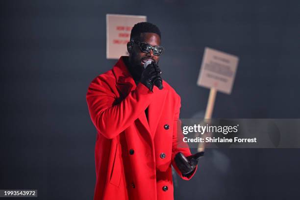 Ghetts performs on stage during the 2024 MOBO Awards ceremony at Utilita Arena Sheffield on February 07, 2024 in Sheffield, England.