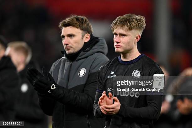 Sam Bell of Bristol City looks dejected after missing his penalty in the penalty shoot out during the Emirates FA Cup Fourth Round Replay match...