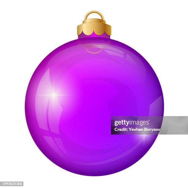 christmas tree ball of pink purple color for christmas holiday - christmas bauble icon stock pictures, royalty-free photos & images