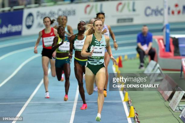 Great Britain's Reekie Jemma runs to win the 800m women final at the Athletics meeting "Hauts-de-France Pas-de-Calais" as part of the World Indoor...