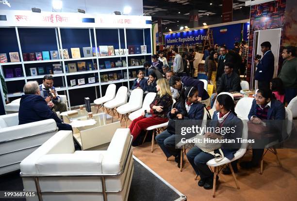 Book reading session during World Book Fair at Pragati Maidan , on February 10, 2024 in New Delhi, India. This edition of the book fair is spread...