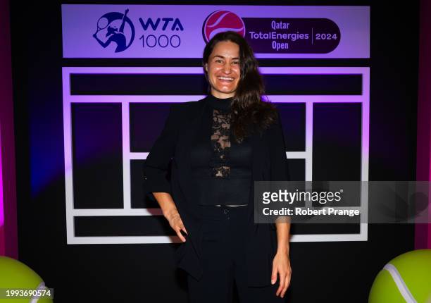 Monica Niculescu of Romania arrives at the players party ahead of the Qatar TotalEnergies Open, part of the Hologic WTA Tour at Khalifa International...