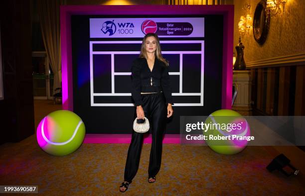 Anna Kalinskaya arrives at the players party ahead of the Qatar TotalEnergies Open, part of the Hologic WTA Tour at Khalifa International Tennis and...