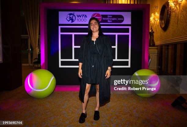 Ons Jabeur of Tunisia arrives at the players party ahead of the Qatar TotalEnergies Open, part of the Hologic WTA Tour at Khalifa International...