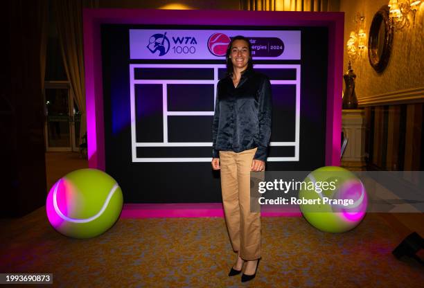 Caroline Garcia of France arrives at the players party ahead of the Qatar TotalEnergies Open, part of the Hologic WTA Tour at Khalifa International...