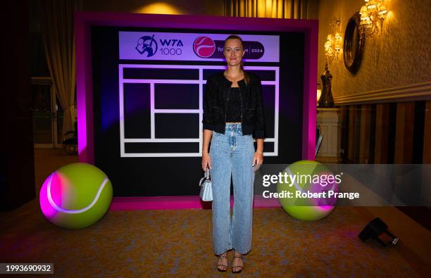 Kristina Mladenovic of France arrives at the players party ahead of the Qatar TotalEnergies Open, part of the Hologic WTA Tour at Khalifa...