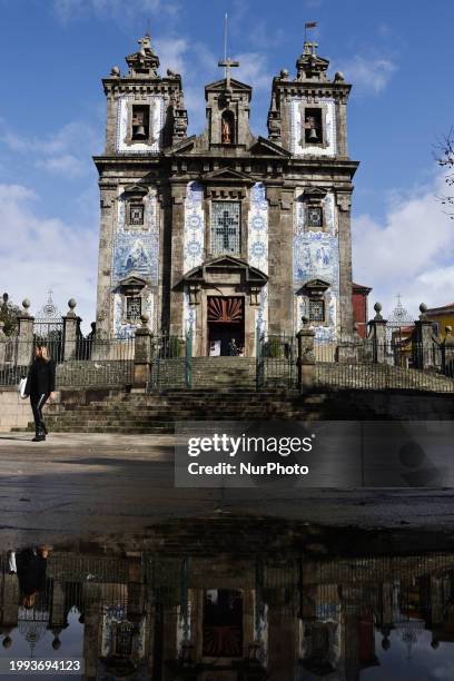View of the Church of Saint Ildefonso in Porto, Portugal on February 10, 2024.
