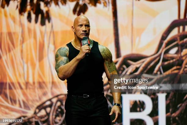 Dwayne "The Rock" Johnson, Ten-Time WWE World Champion during the WWE Wrestlemania XL Kickoff on February 08 at T-Mobile Arena in Las Vegas, NV.